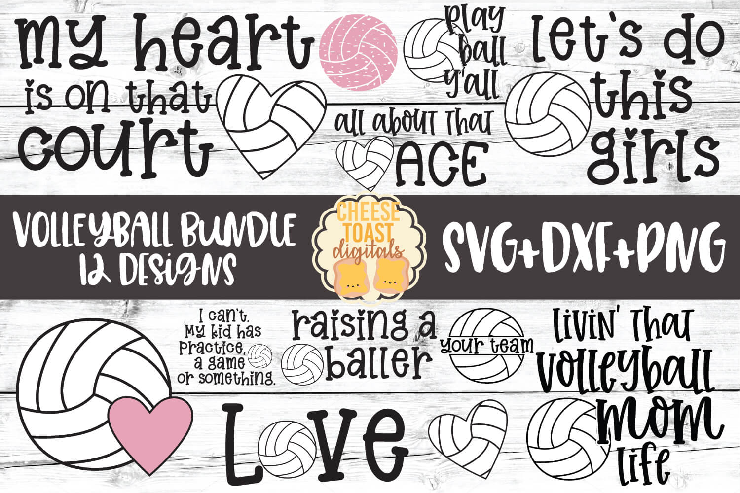 Download Volleyball Bundle - 12 Designs - SVG PNG DXF Cut Files ...
