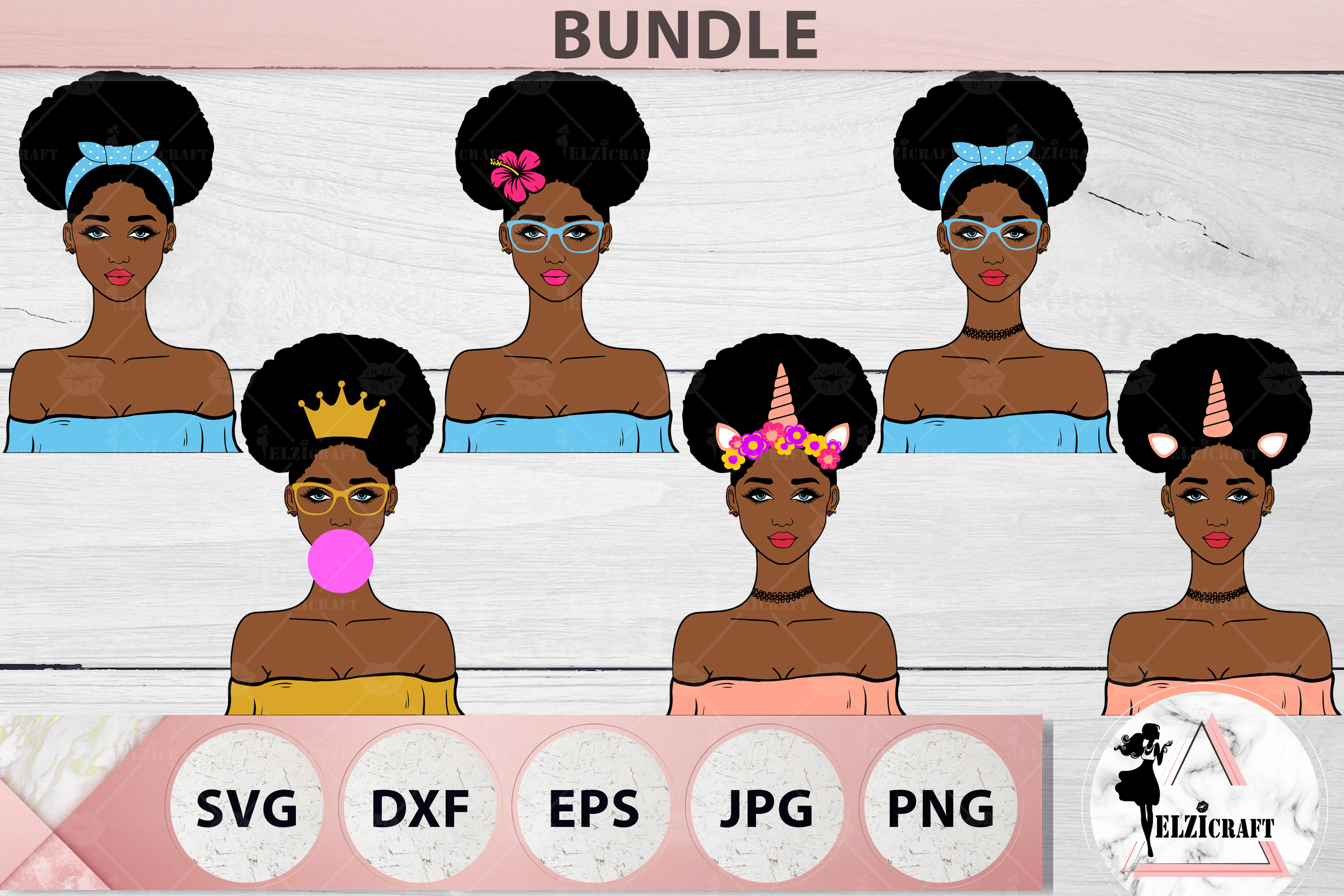 Download BUNDLE Afro Girl SVG Cut File