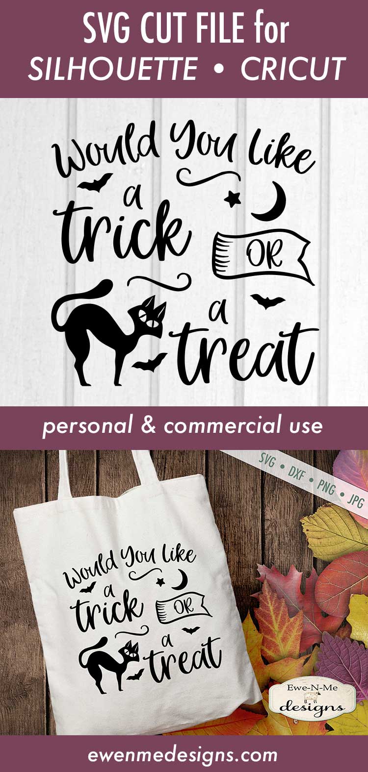 Trick or Treat - Black Cat - Halloween - SVG DXF Files