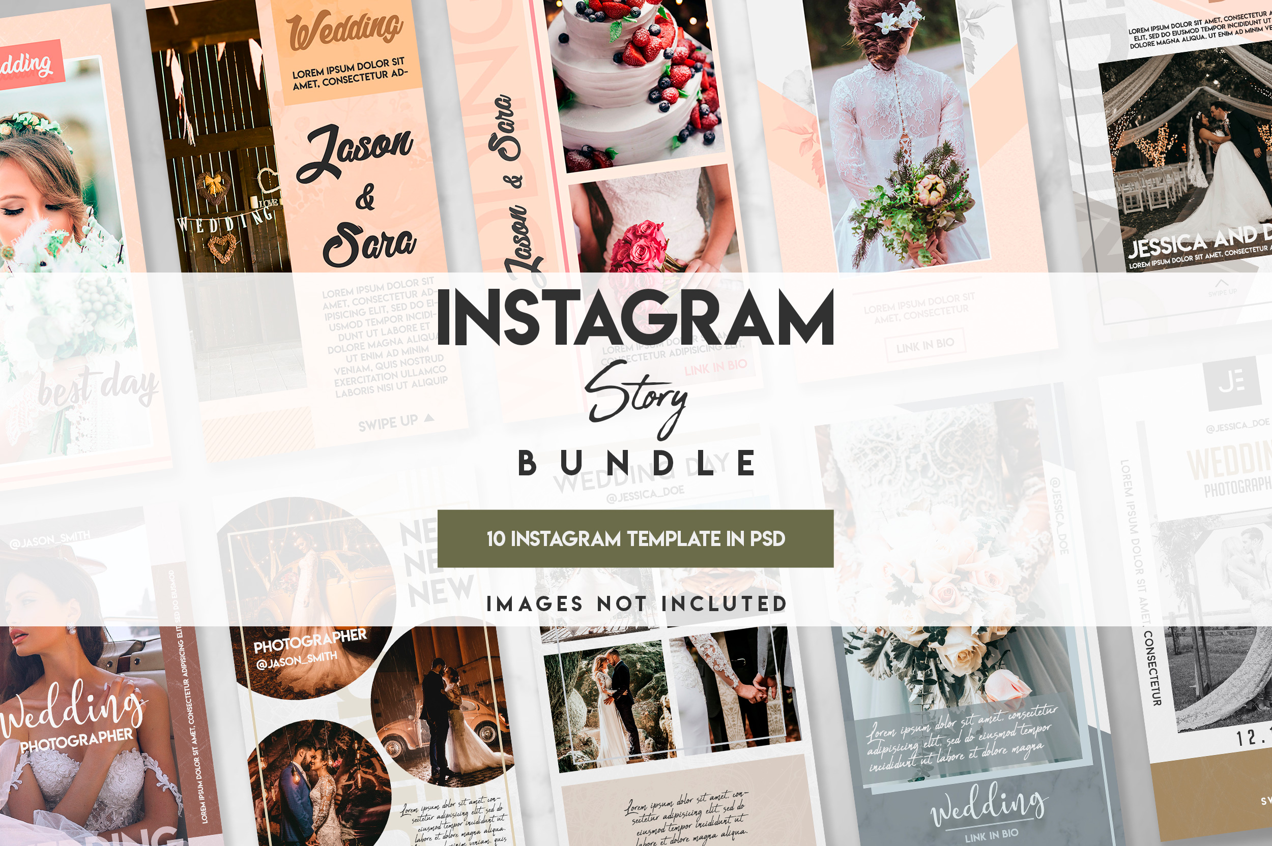 10 instagram wedding template set
