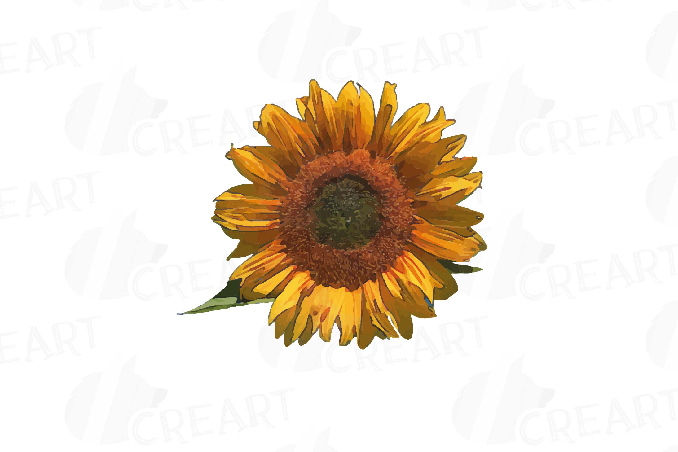 Download Sunflower watercolor clip art pack, watercolor sunflower design elements, floral PNG, jpg, svg ...