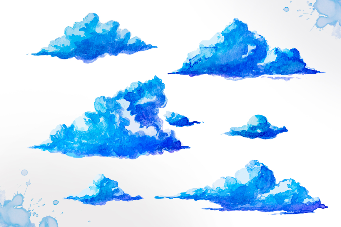  Watercolor  clouds  5086 Illustrations Design Bundles