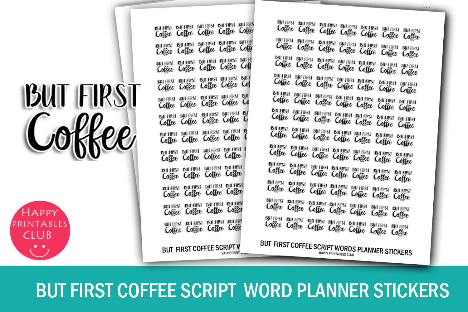 But First Coffee Script Words Planner StickersCoffee Script