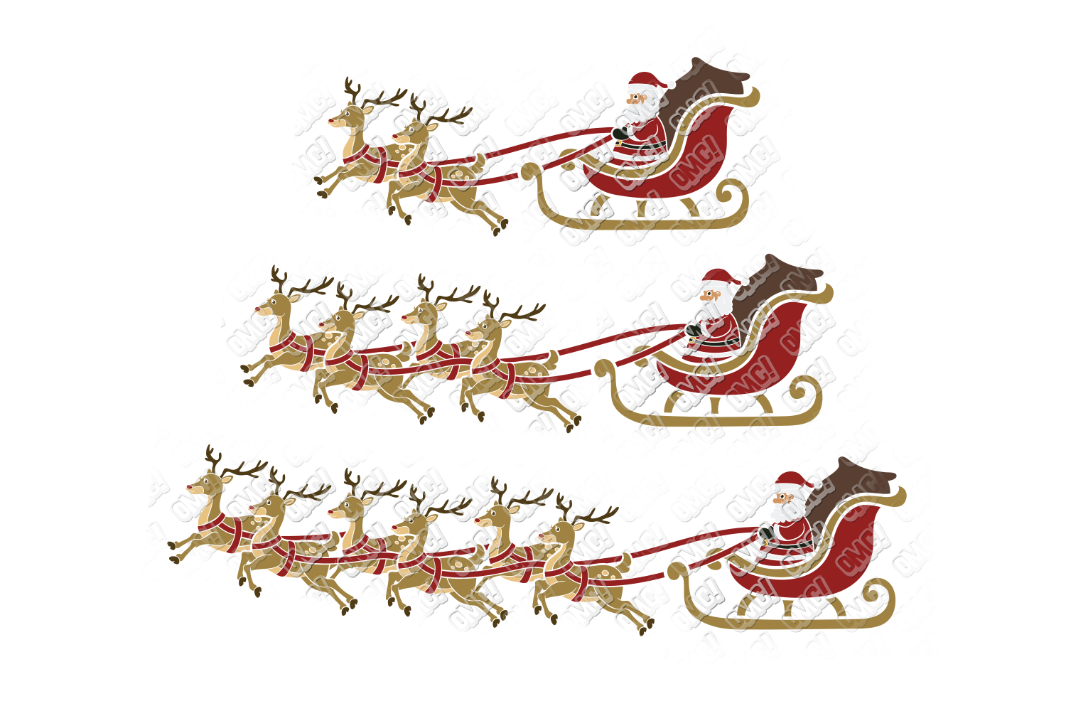 Download Santa Sleigh SVG Bundle Reindeer in SVG, DXF, PNG, EPS, JPG