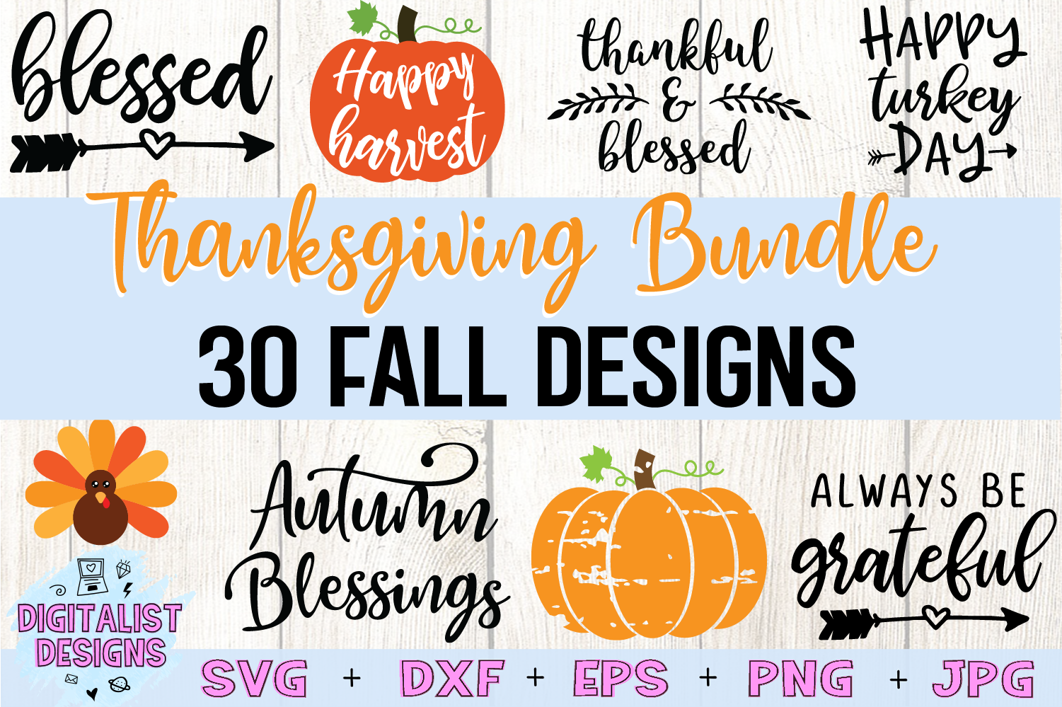 Thanksgiving SVG Bundle | 30 Designs (155608) | Cut Files ...