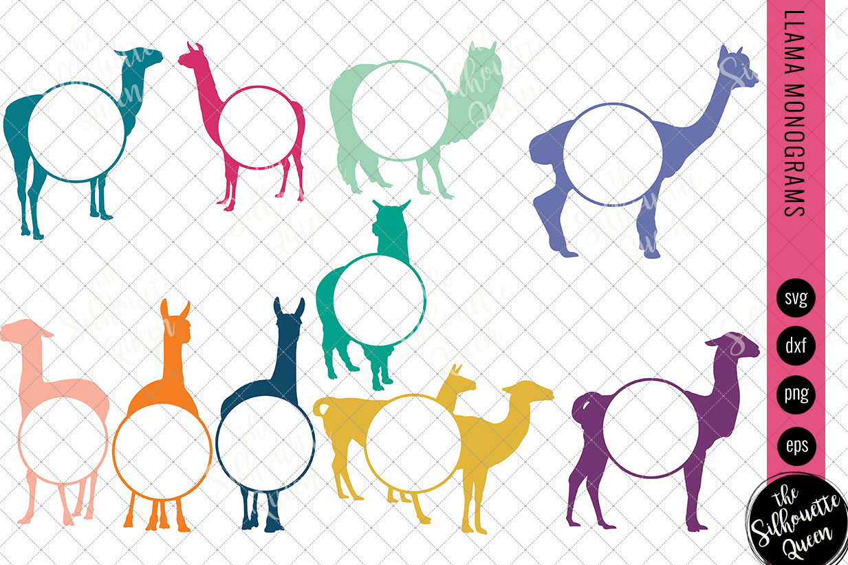 Download Llama Svg, Monogram Svg, Circle Frames, Cuttable Design