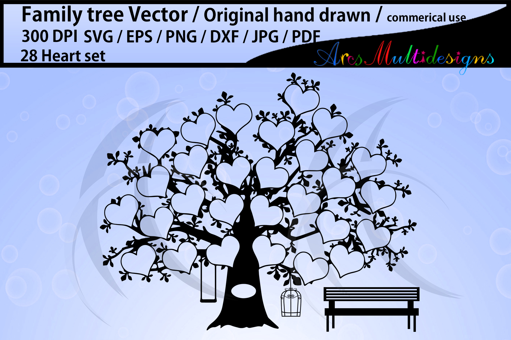 Download 28 hearts family tree clipart SVG, EPS, Dxf, Png, Pdf, Jpg