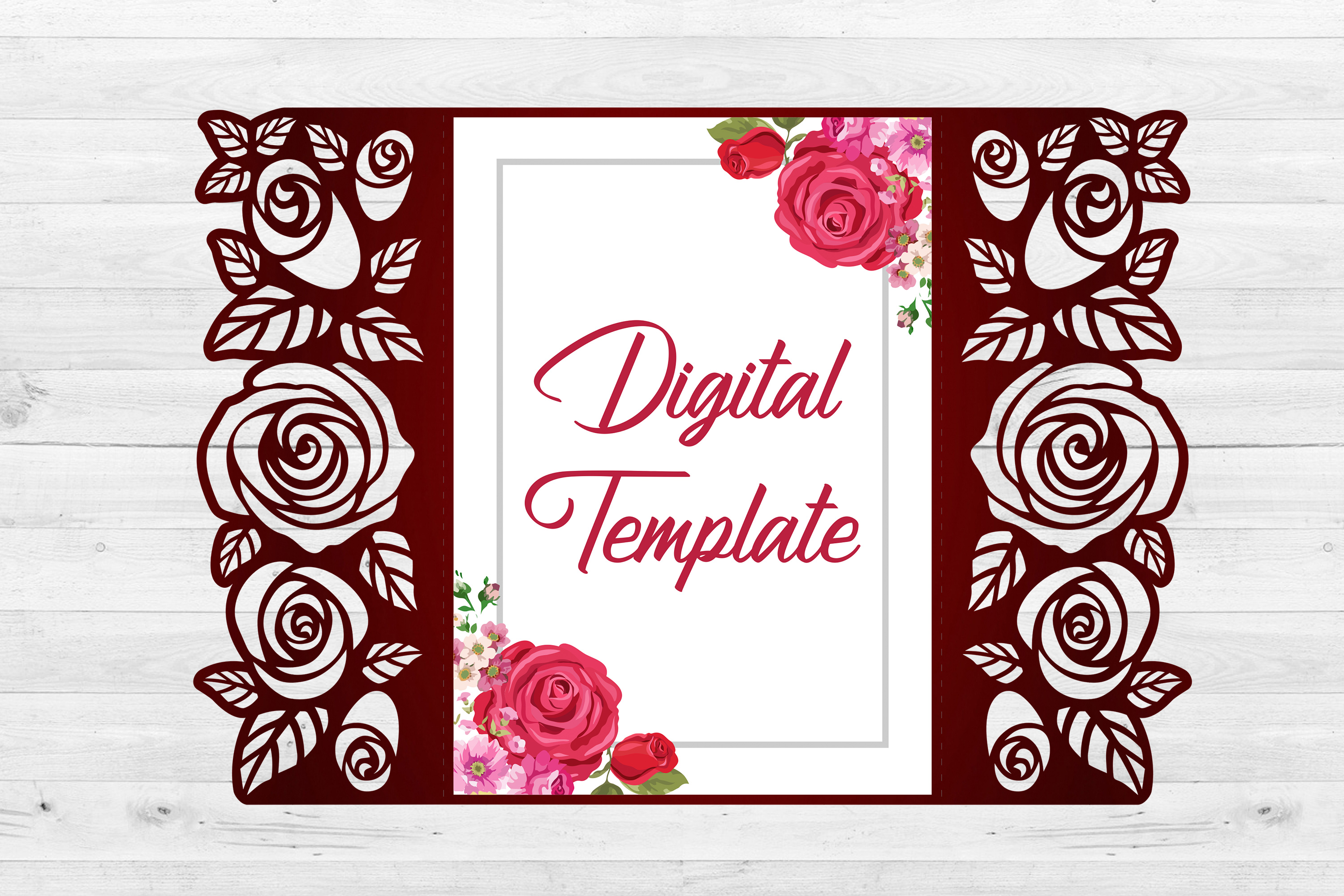 Roses wedding invitation template, Svg files for cricut (517504) | Card