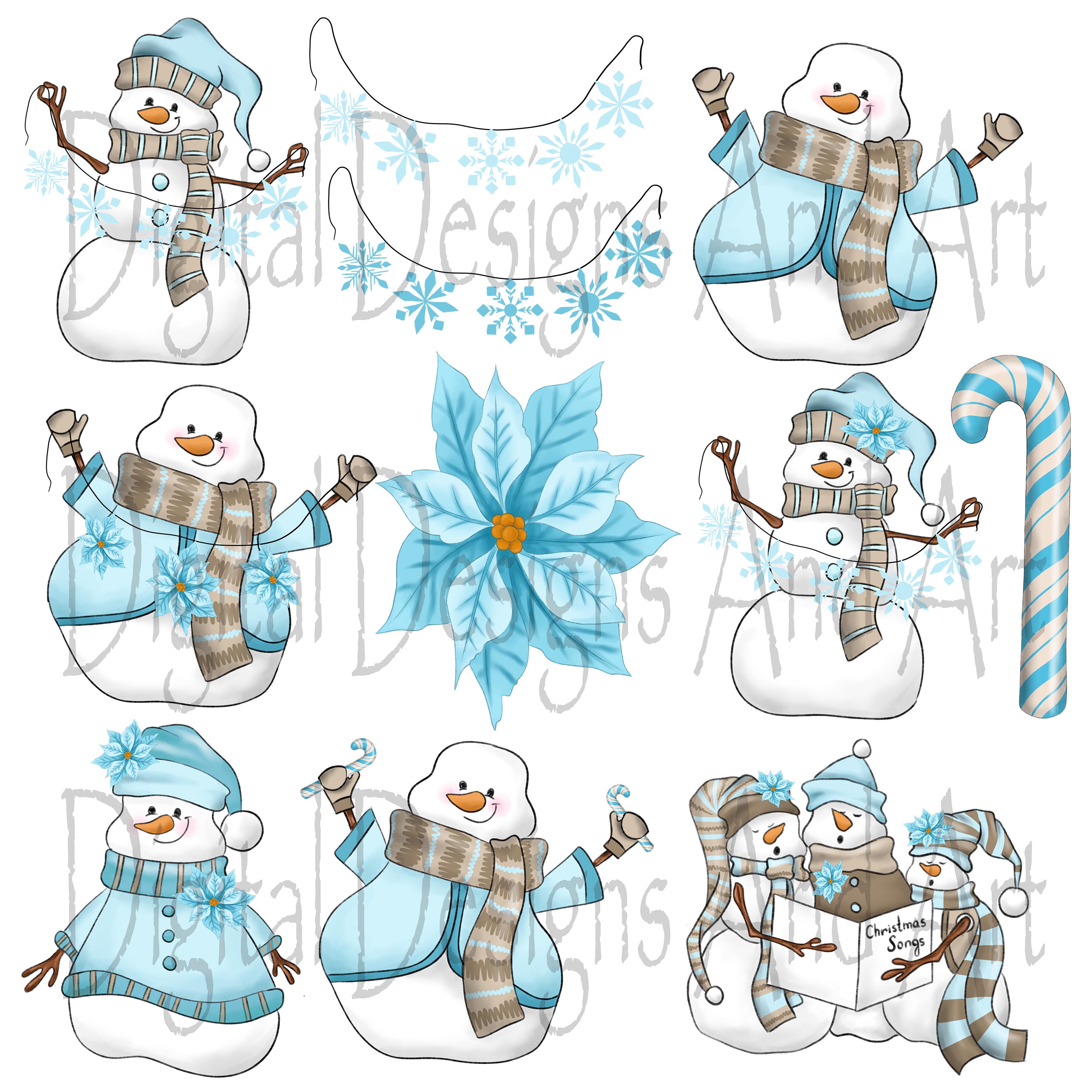 Blue snowman clipart