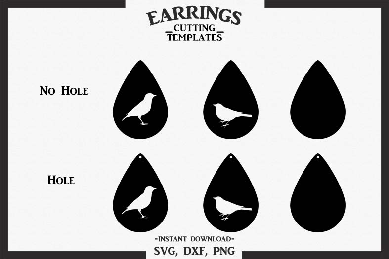 Download Bird Earrings, Silhouette, Cricut, Cut File, SVG DXF PNG