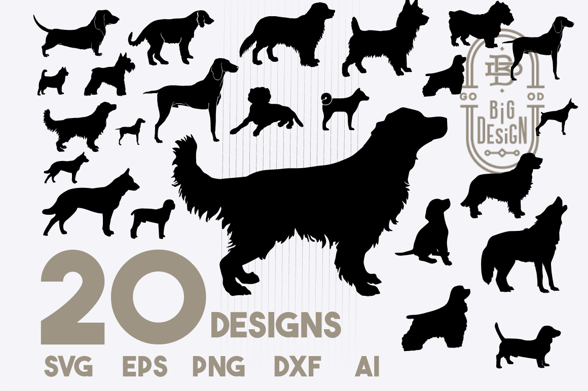 SVG Dog Bundle, 20 Dogs SVG Cut Files, Dog silhouette