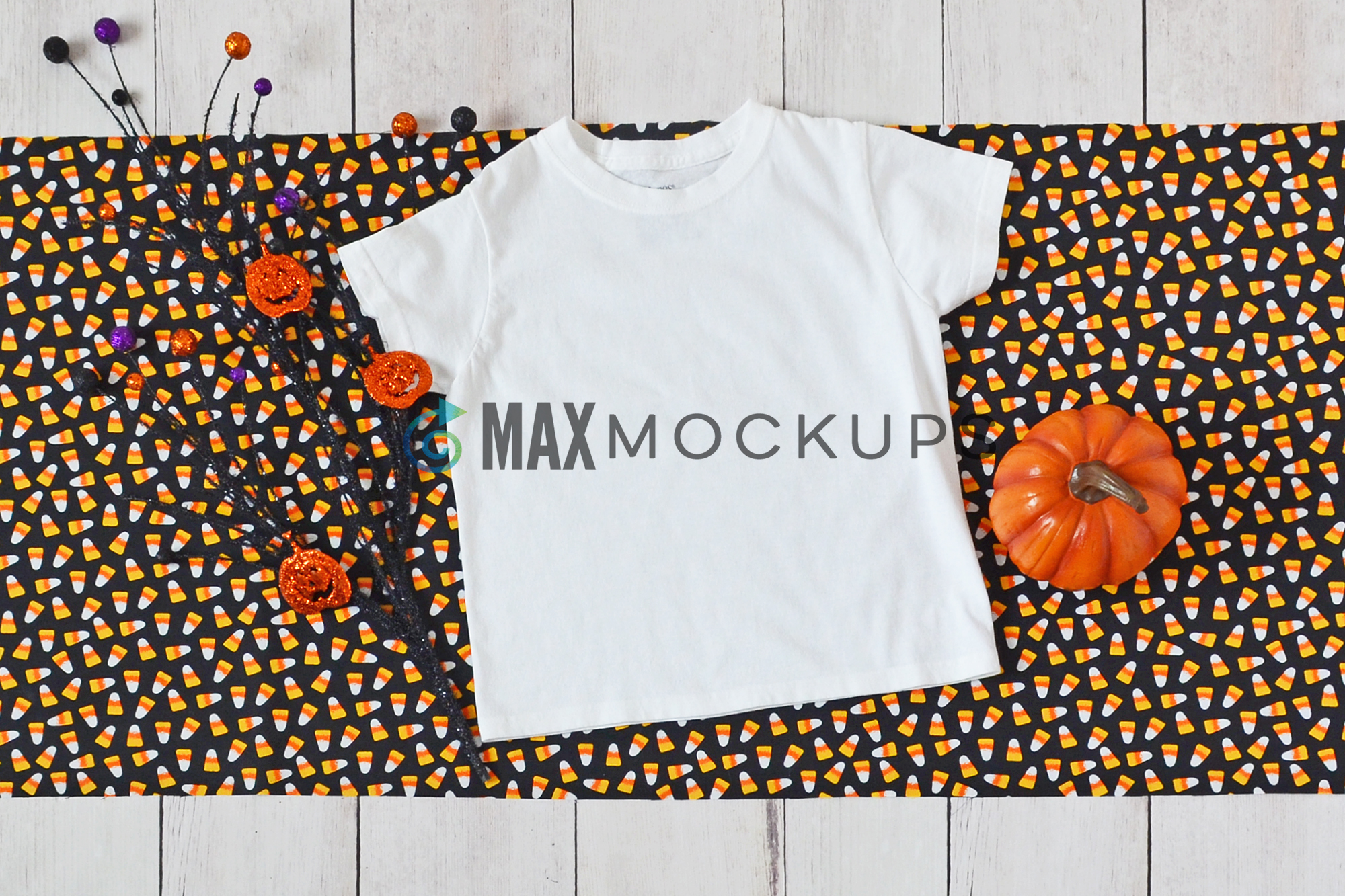 Kids t-shirt mockup, Halloween pumpkin, styled photography (306689