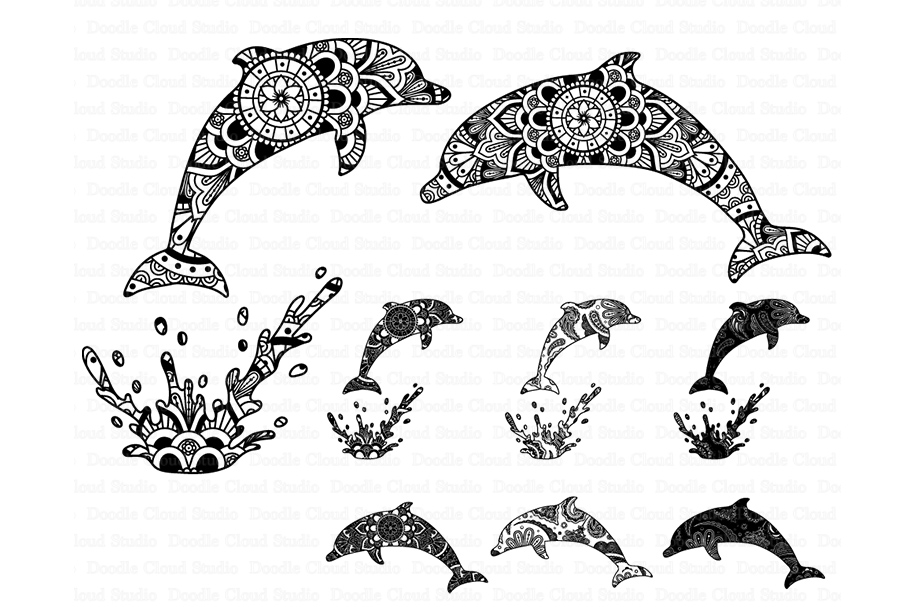 Dolphin Mandala SVG, Zentangle SVG, Ethnic Dolphin svg Files (112290