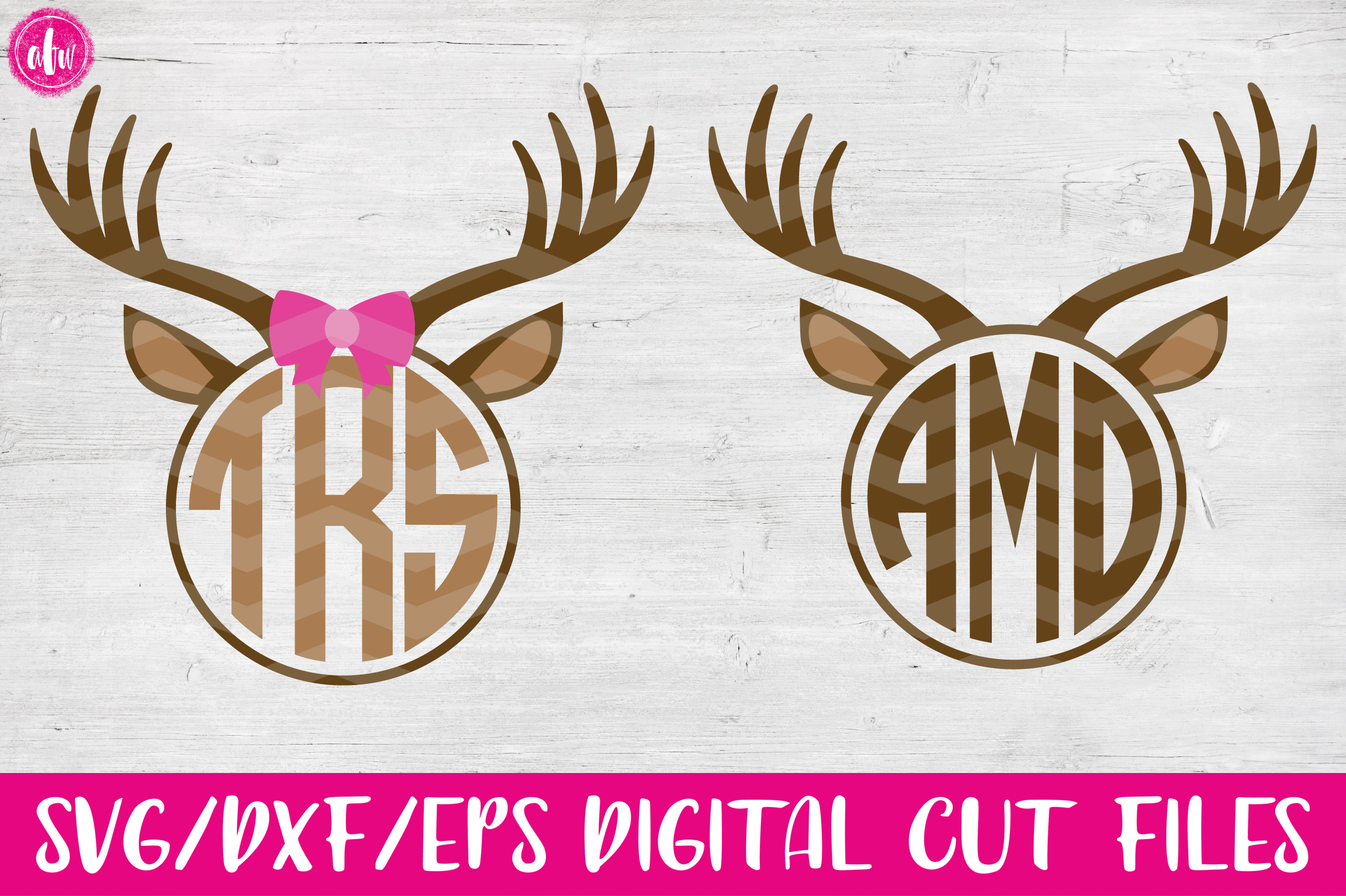 Download Reindeer Monograms - SVG, DXF, EPS Cut File (32317) | SVGs | Design Bundles