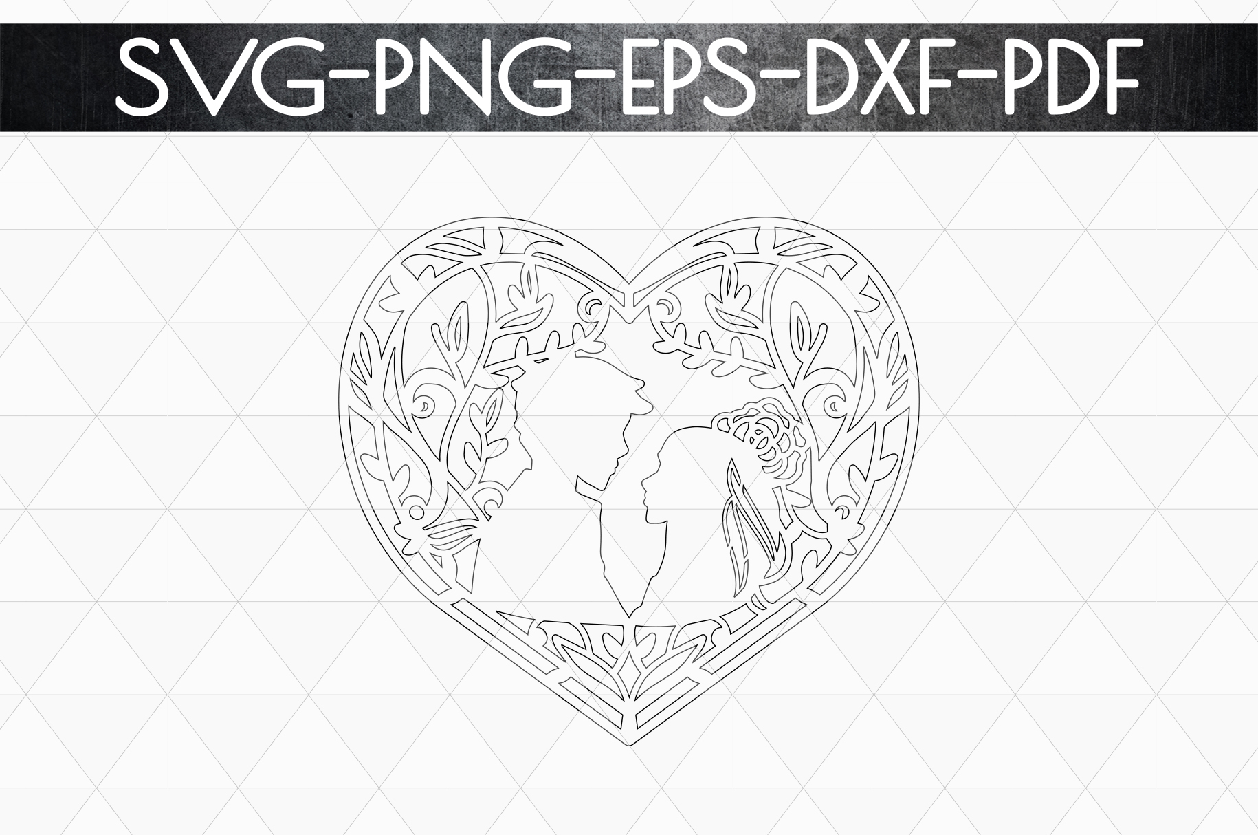 Wedding Heart Frame Papercut Template, Marriage SVG, PDF DXF