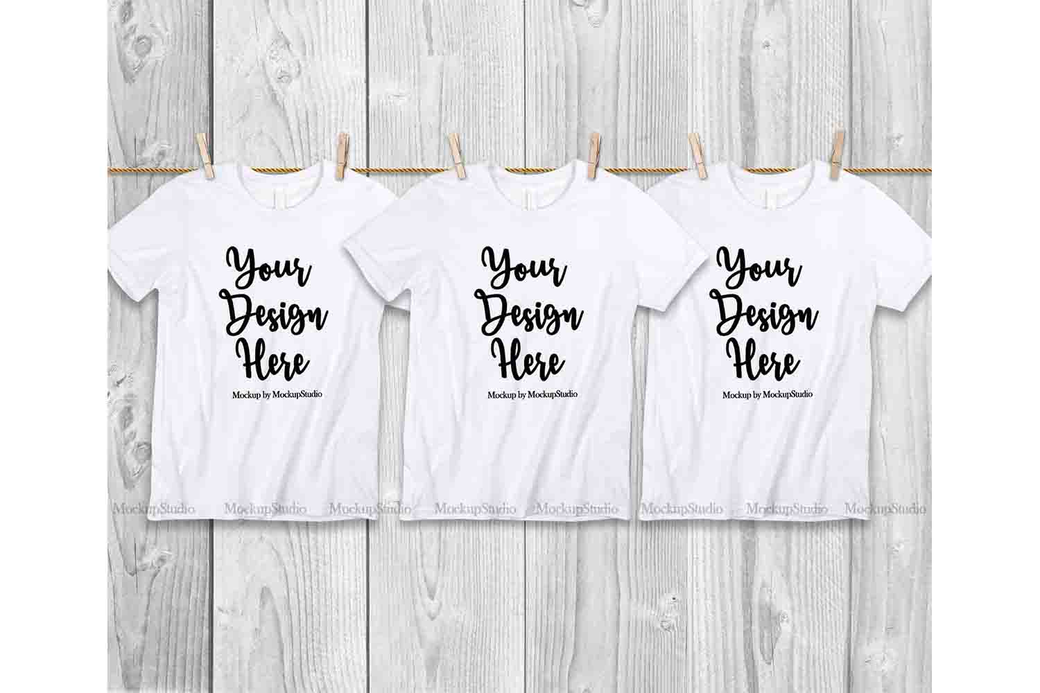 Download 3 White Teen T-Shirts Mockup, Cousins Siblings Friends Shirt