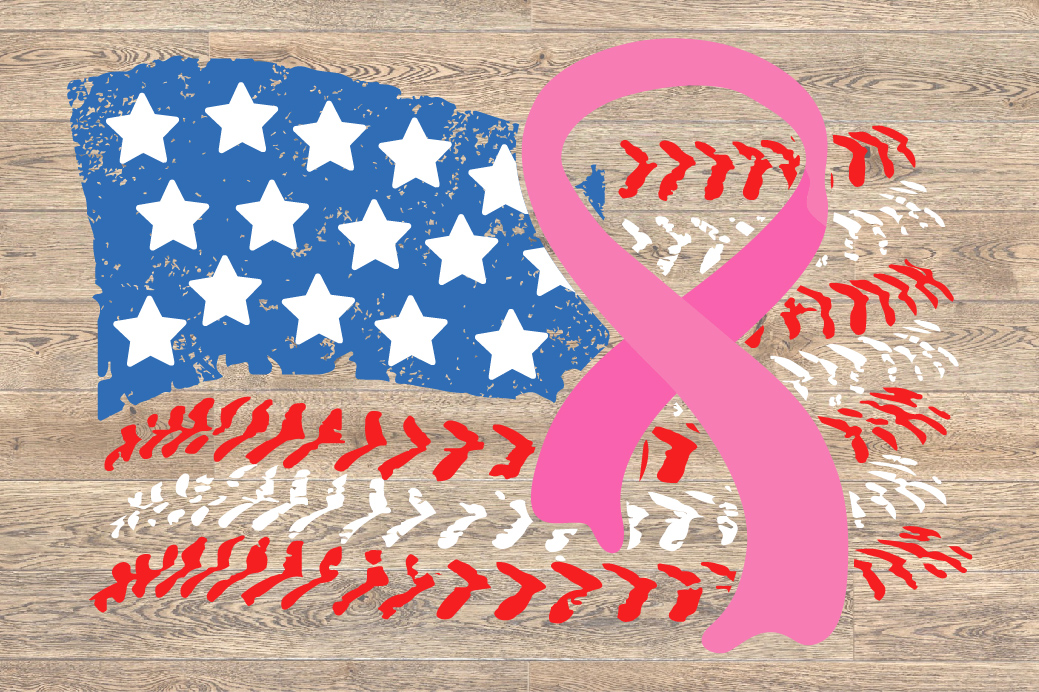 Download Pink Ribbon American Flag USA baseball Flag svg 1509s