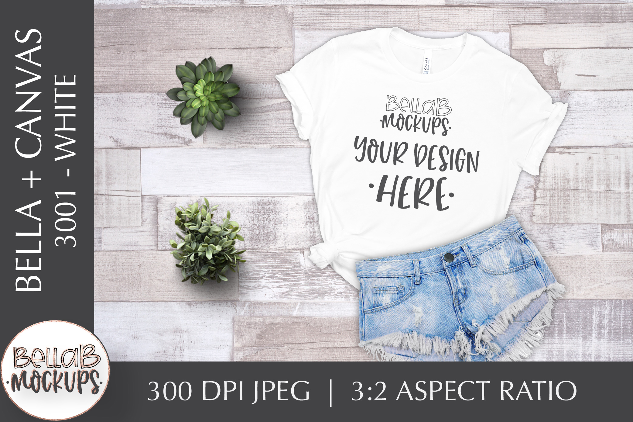 Download Bella Canvas 3001 Woman's T Shirt Mockup, White, Flat Lay