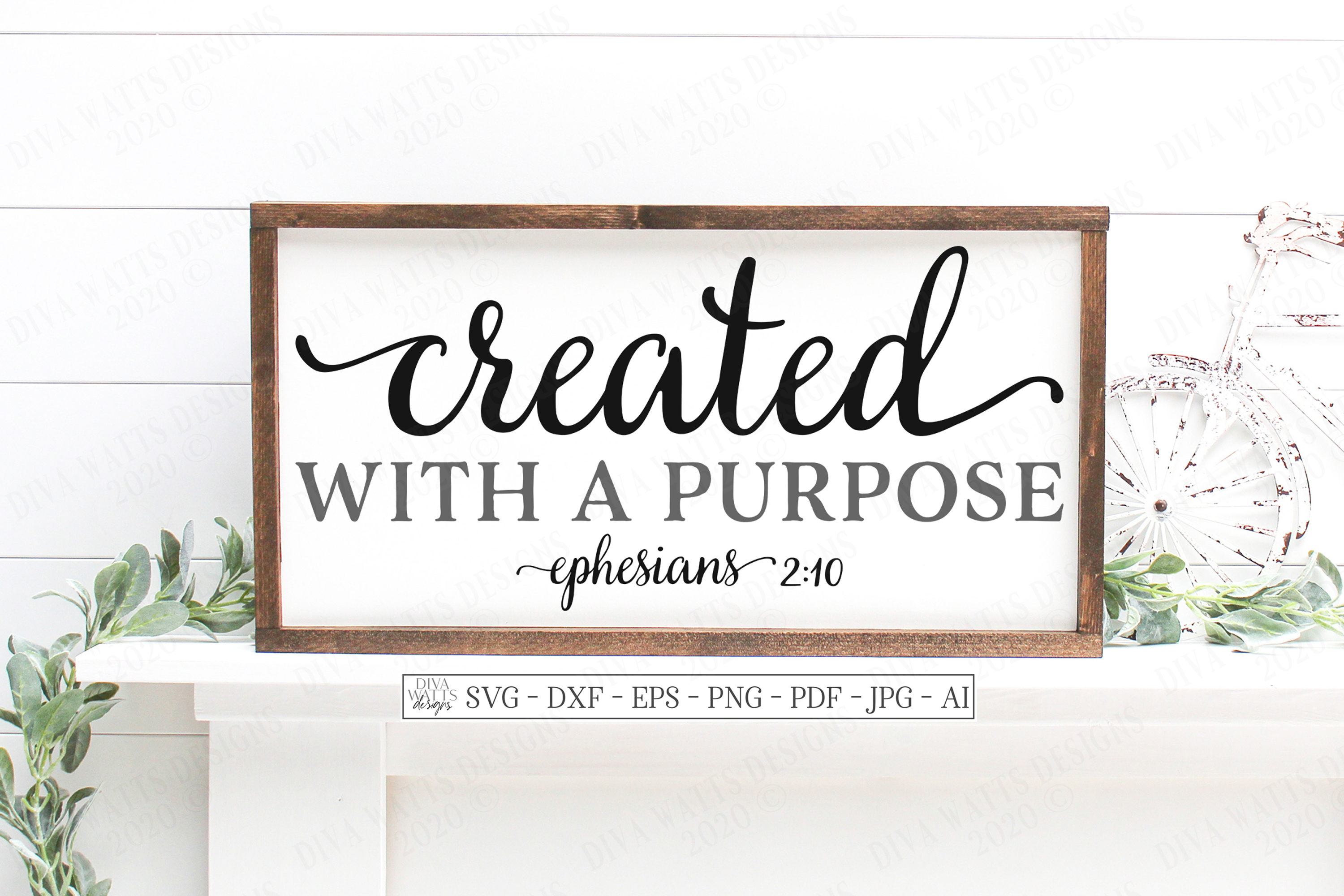 Download Created With A Purpose - Christian Scripture Verse - SVG ...