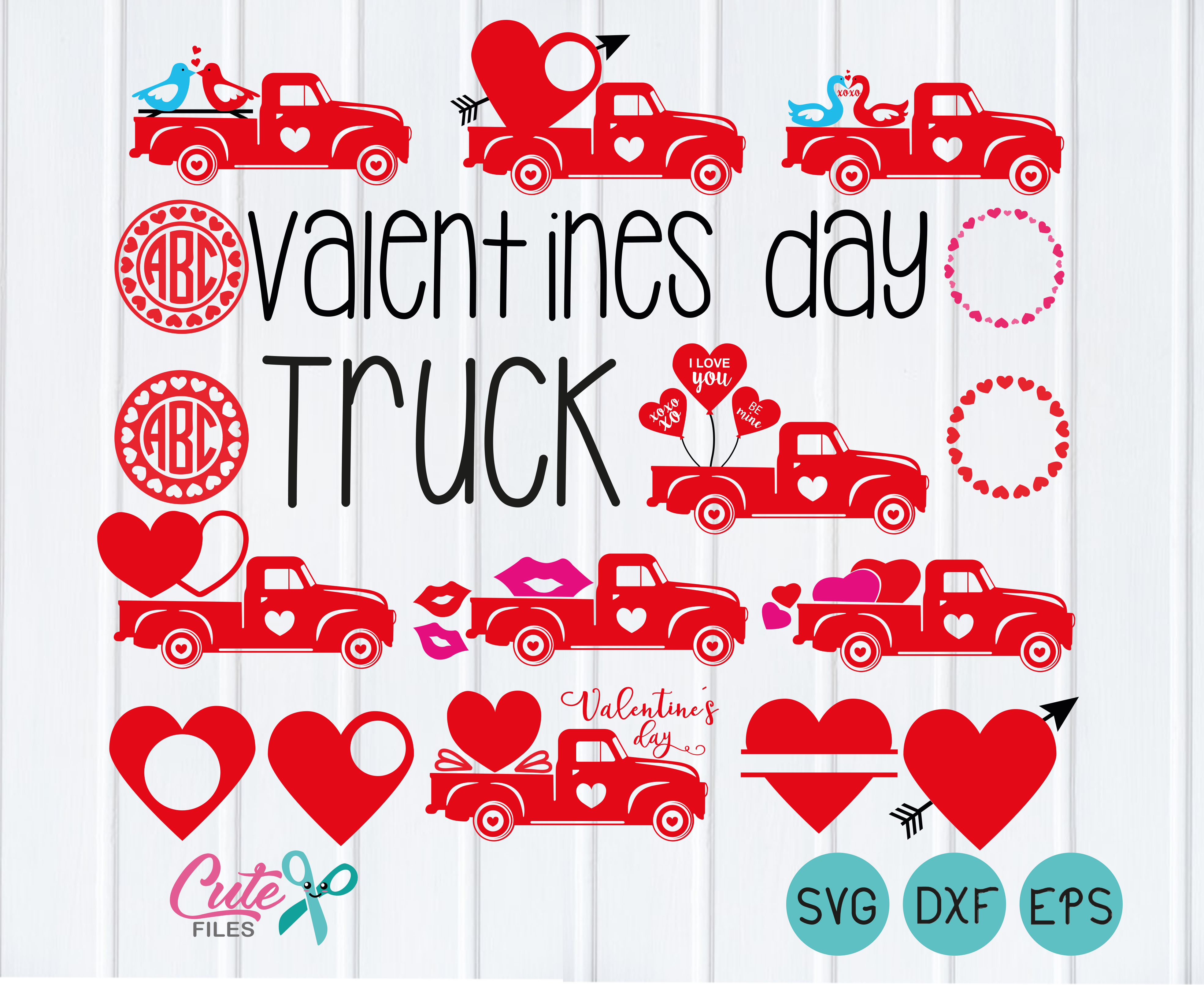 Valentine's day, truck svg for crafters