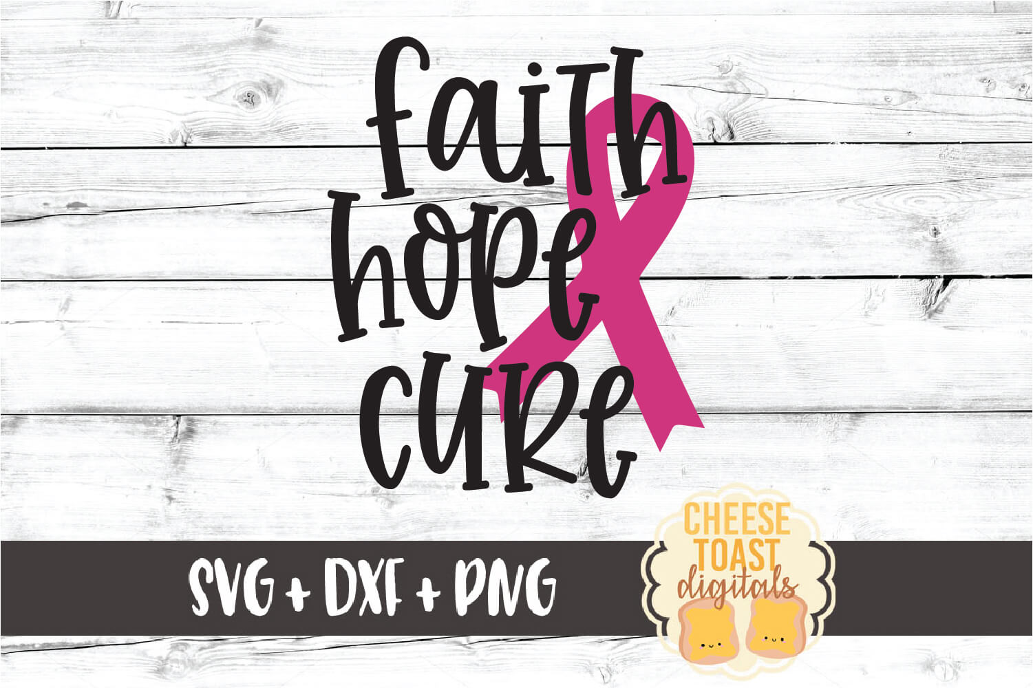 Faith Hope Cure - Breast Cancer Awareness SVG PNG DXF Files