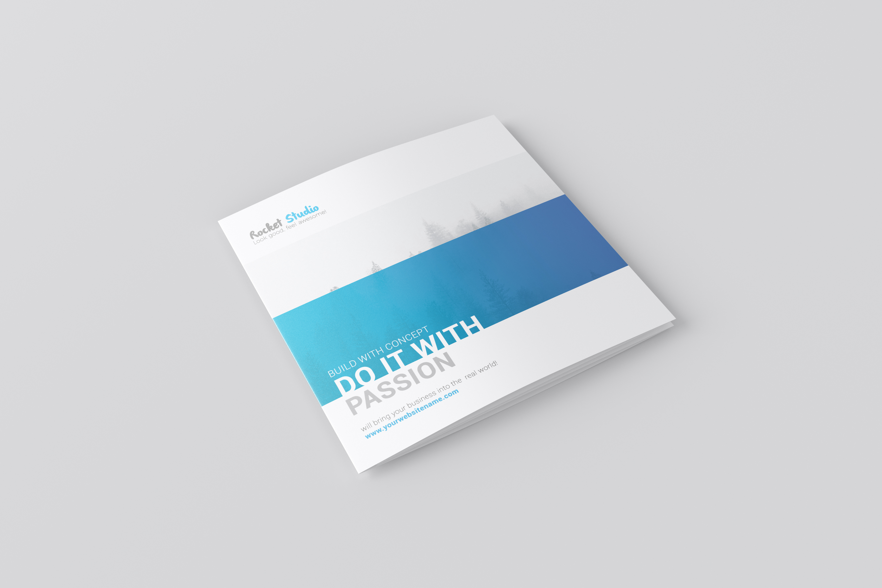Download Square 4-Fold Brochure Mockup (146183) | Mock Ups | Design Bundles