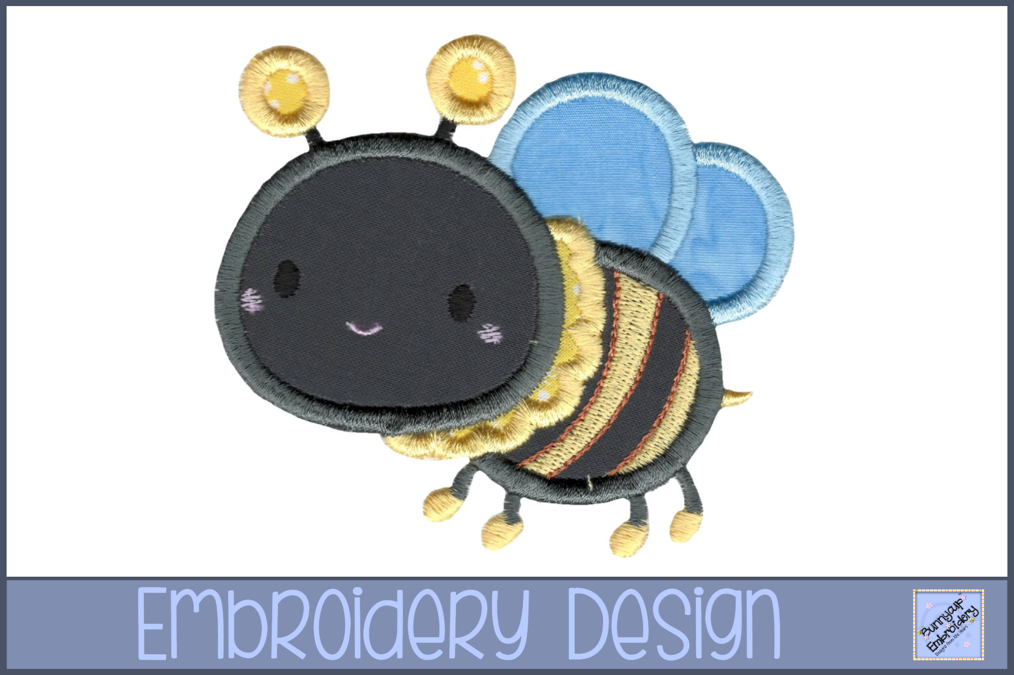 Cute Bumble Bee Applique Embroidery Design