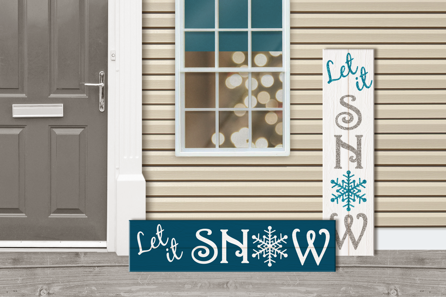 Let It Snow Christmas Porch Sign SVG Design (180023) | Cut Files ...