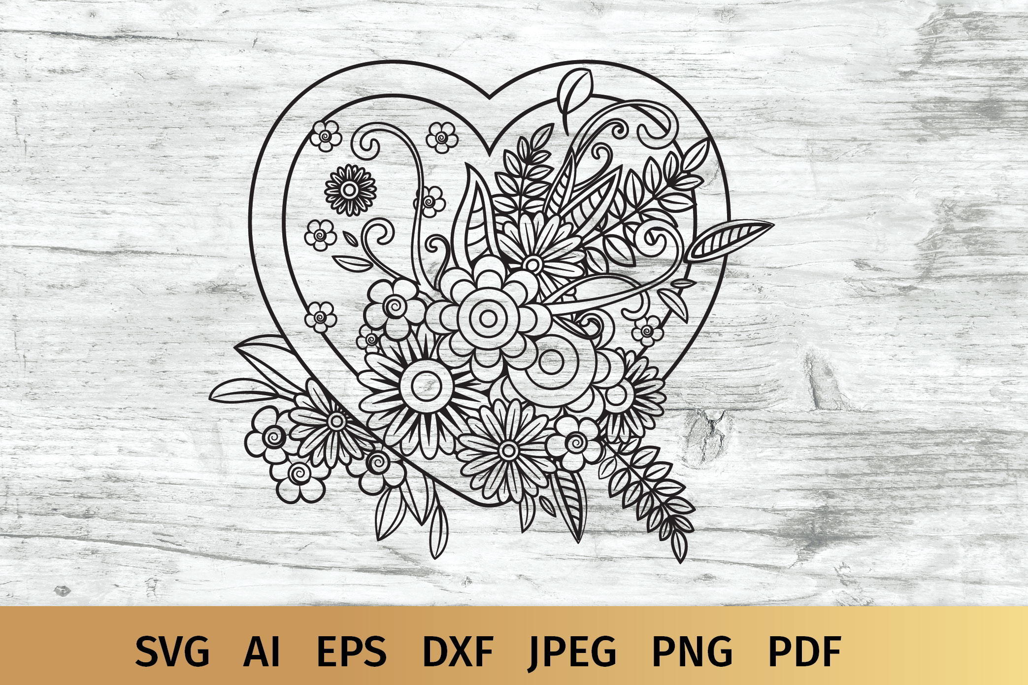 Heart with Flowers SVG