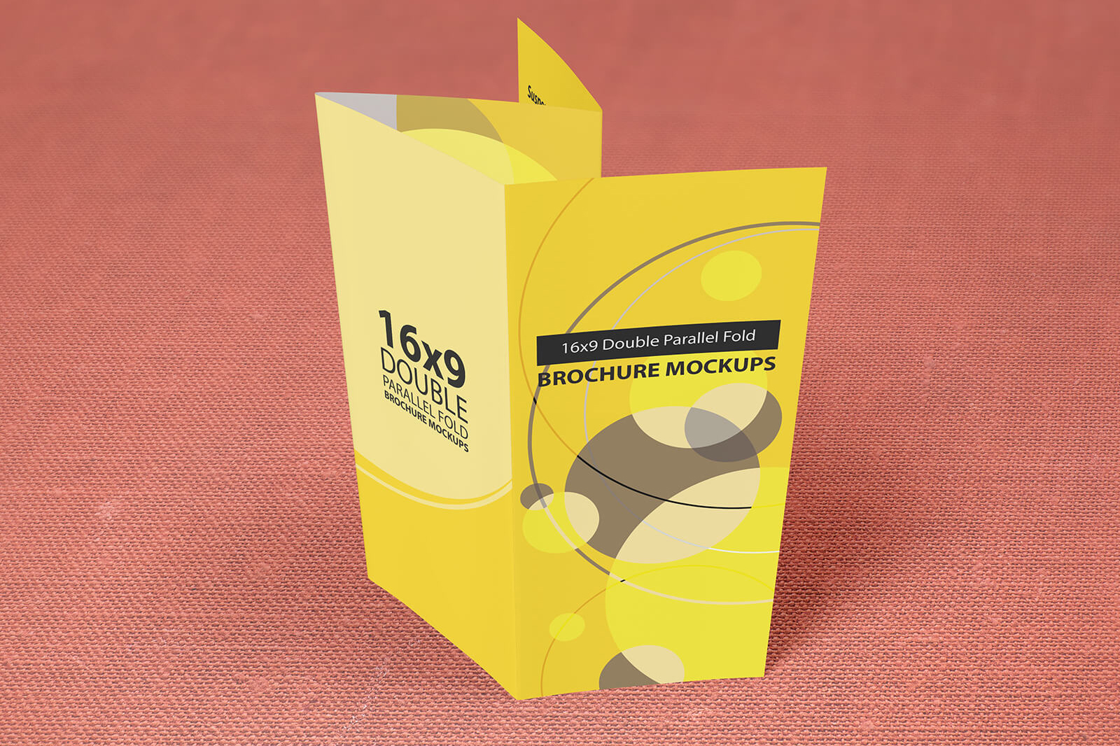 16×9 Double Parallel Fold Brochure Mockups