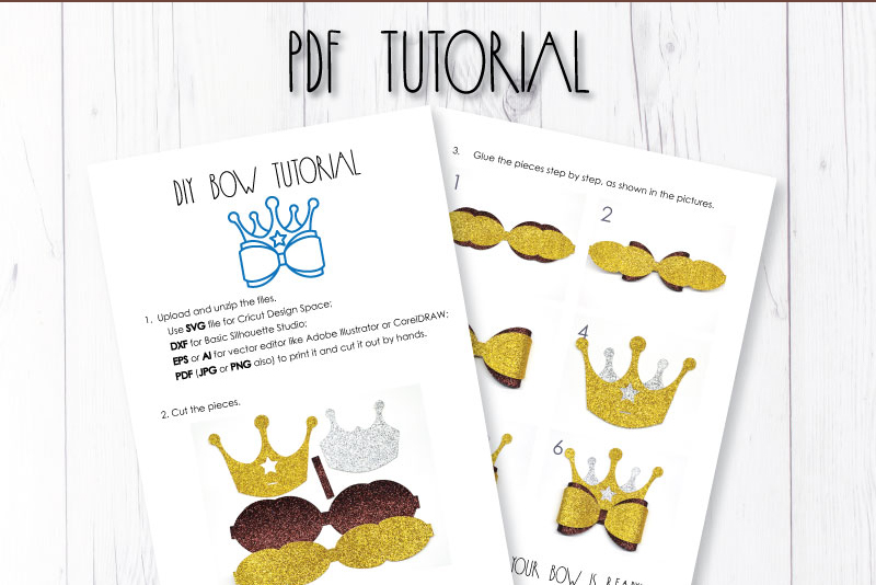 Download Crown hair bow template SVG, DIY leather bow template