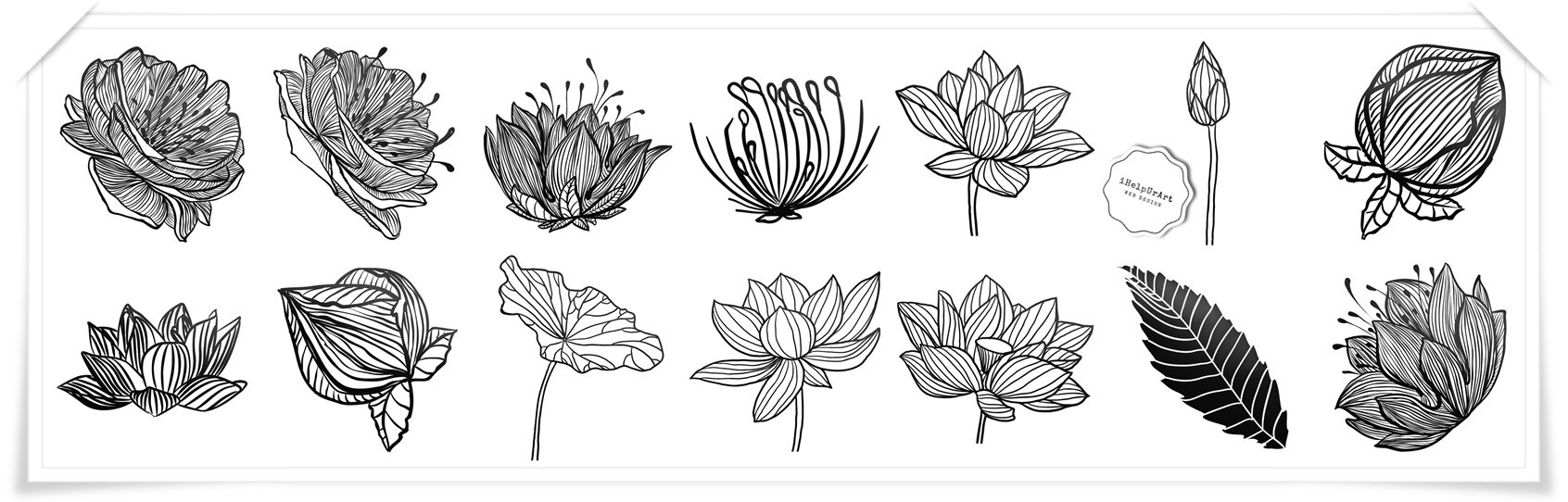 Black and White Sketchy Flowers (103936) | Objects | Design Bundles