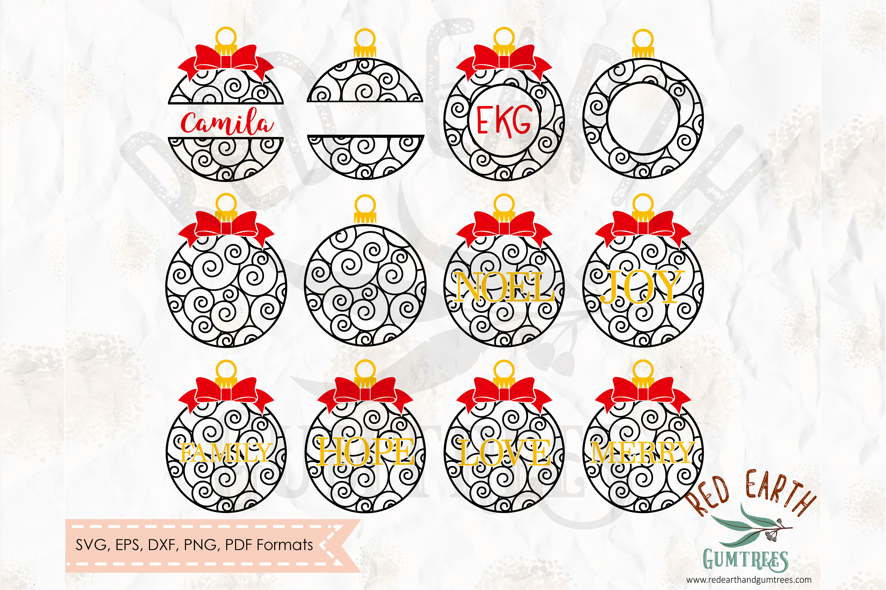 Christmas bauble bundle in SVG,DXF,PNG,EPS,PDF formats