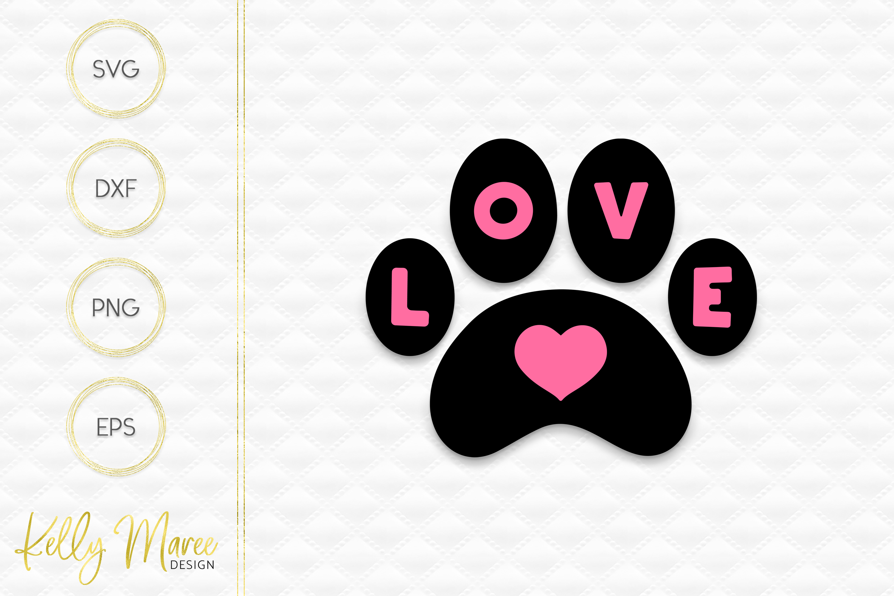 Love Heart Dog Paw SVG File
