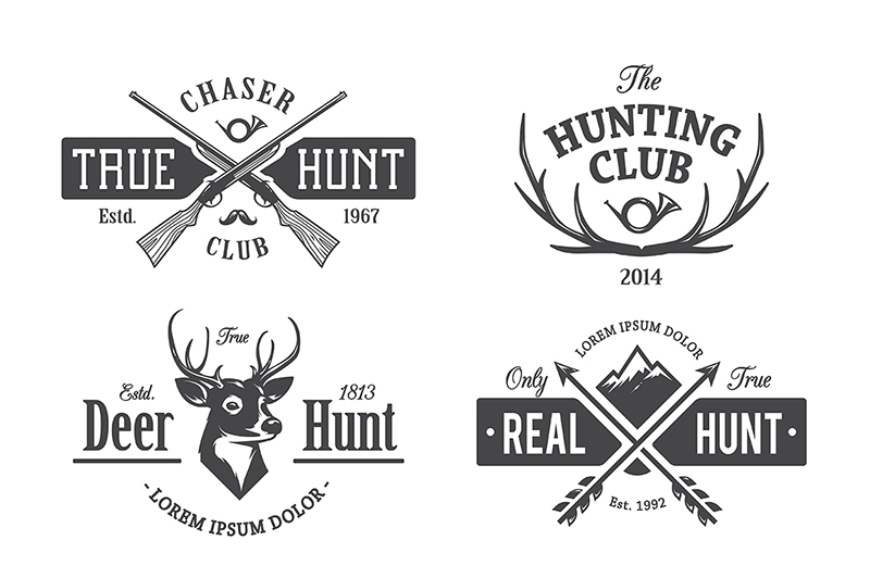 Vintage Hunting Emblems (2109) | Logos | Design Bundles