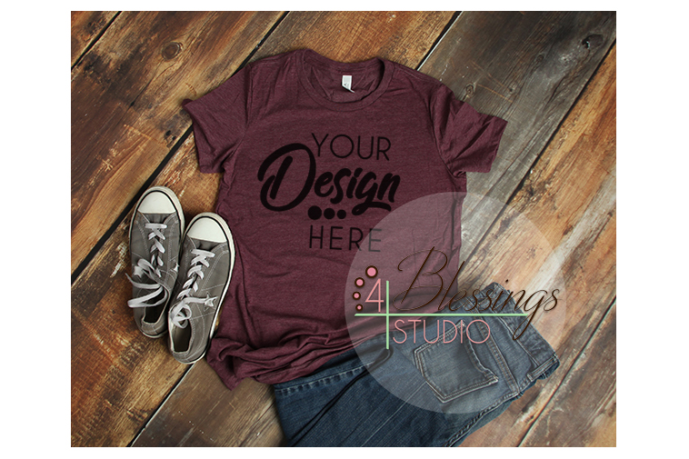 Download Bella Canvas Mockup 6004 Women TShirt Mockup Heather Maroon