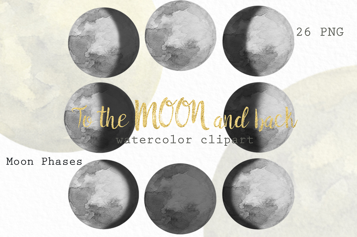 Watercolor Moon Phases.