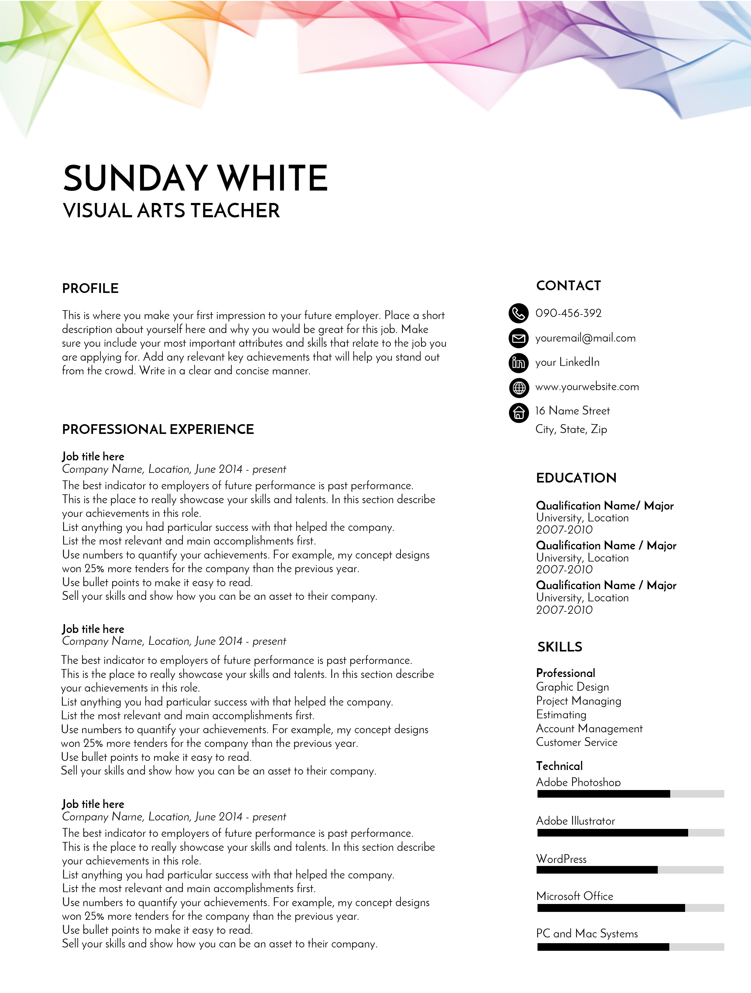 resume-template-cv-template-cv-design-rainbow-98559-resume-images-and-photos-finder