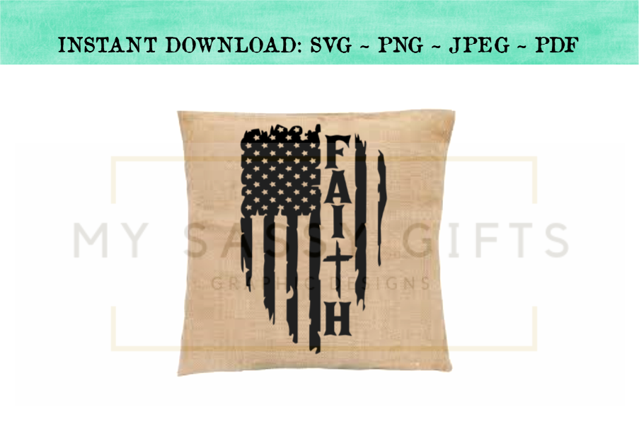 Download Distressed American Flag Faith With Christian Cross SVG