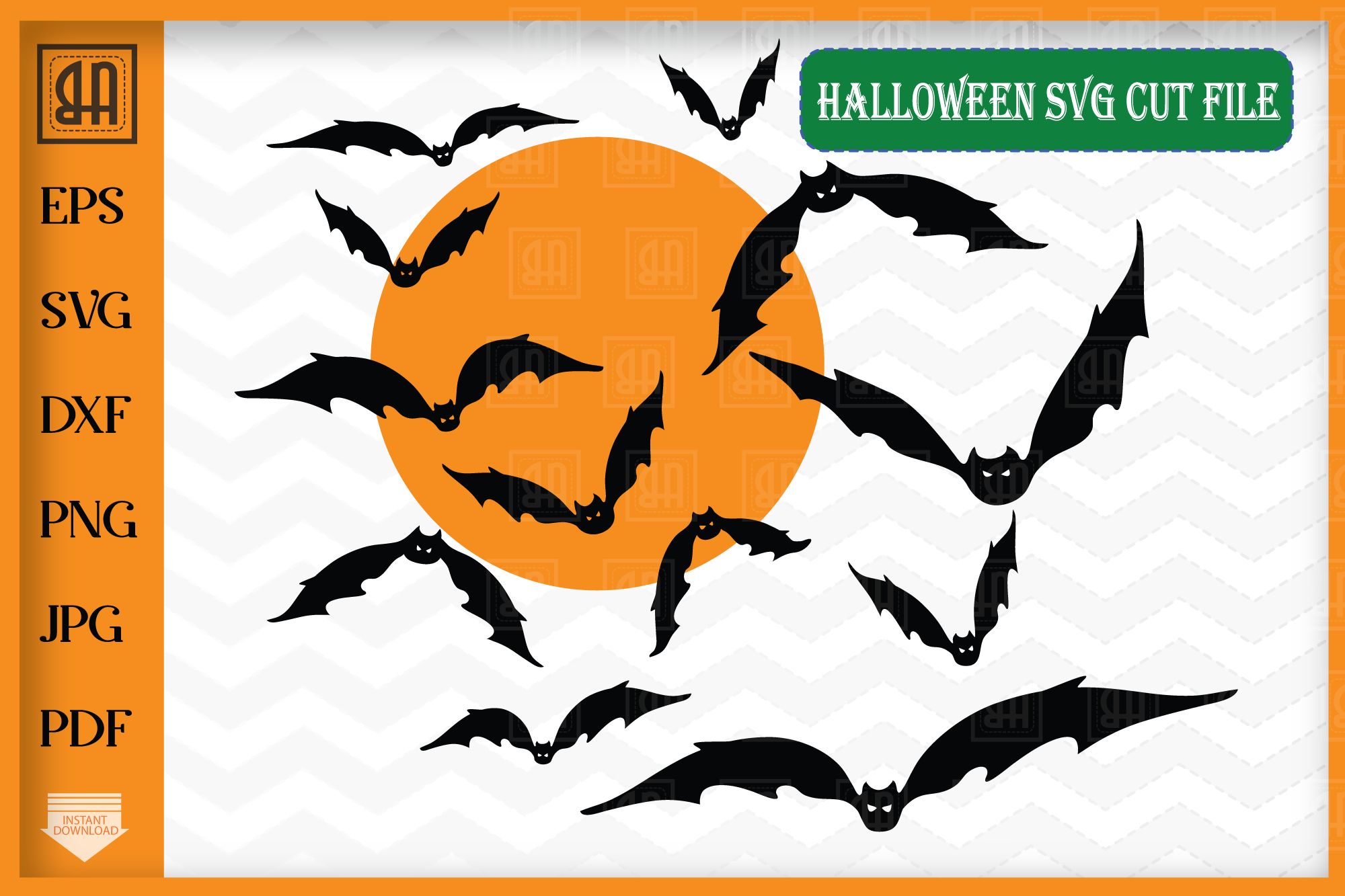 Halloween Bats svg - Bats and Moon svg - Bats svg