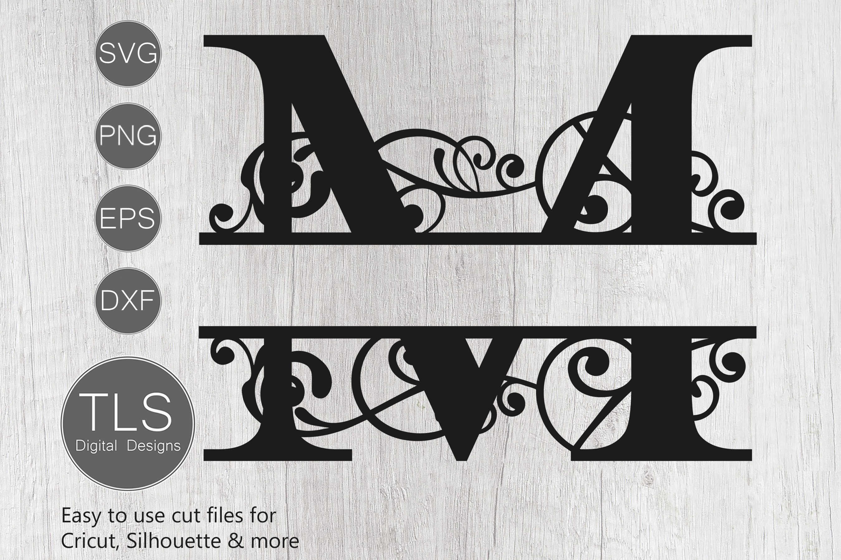 Split Monogram Letter M SVG, Letter M Monogram SVG, Letter