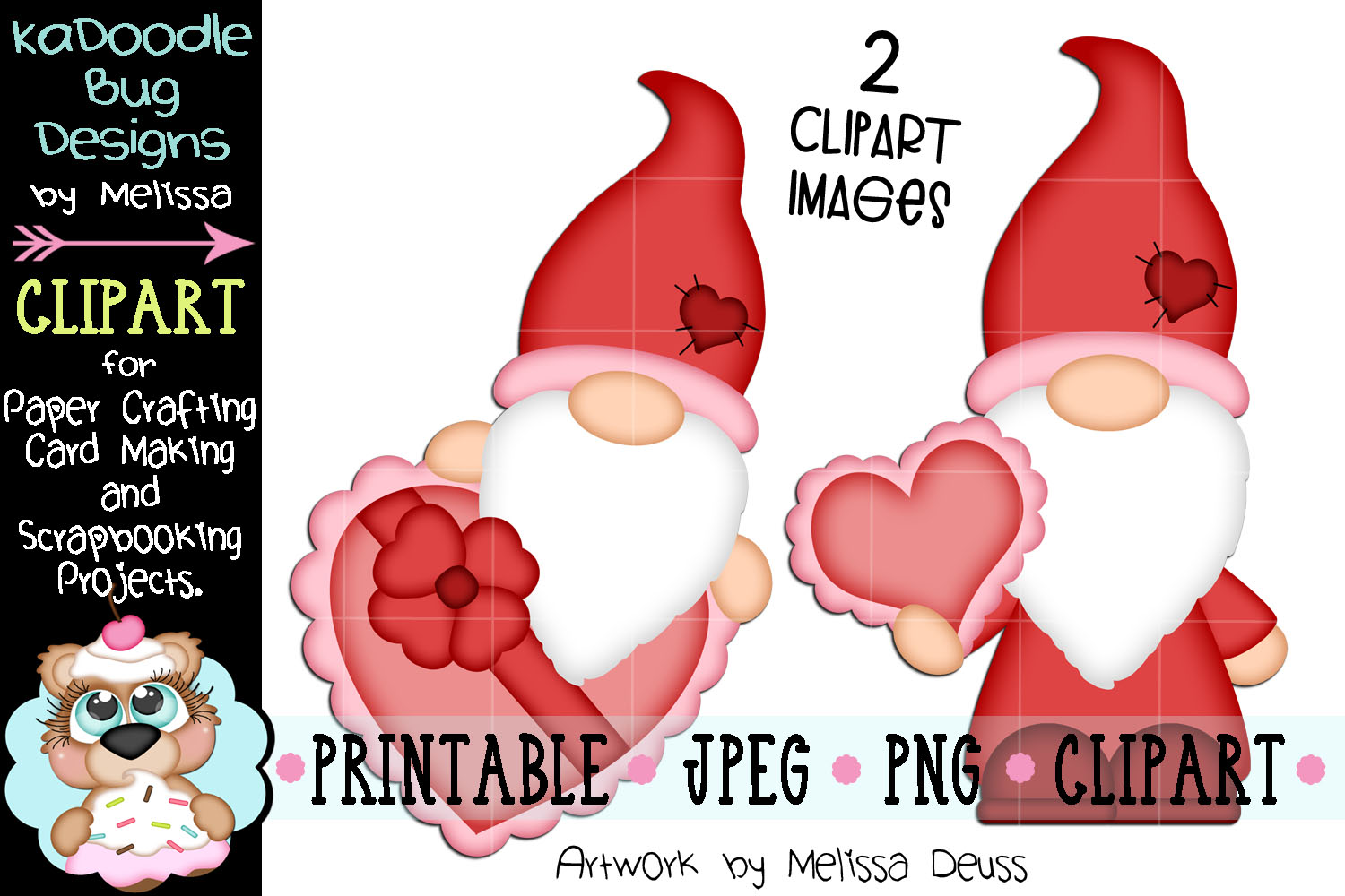 Download Valentine Gnomes Clipart - 2 JPEG PNG Print Then Cut Clipart