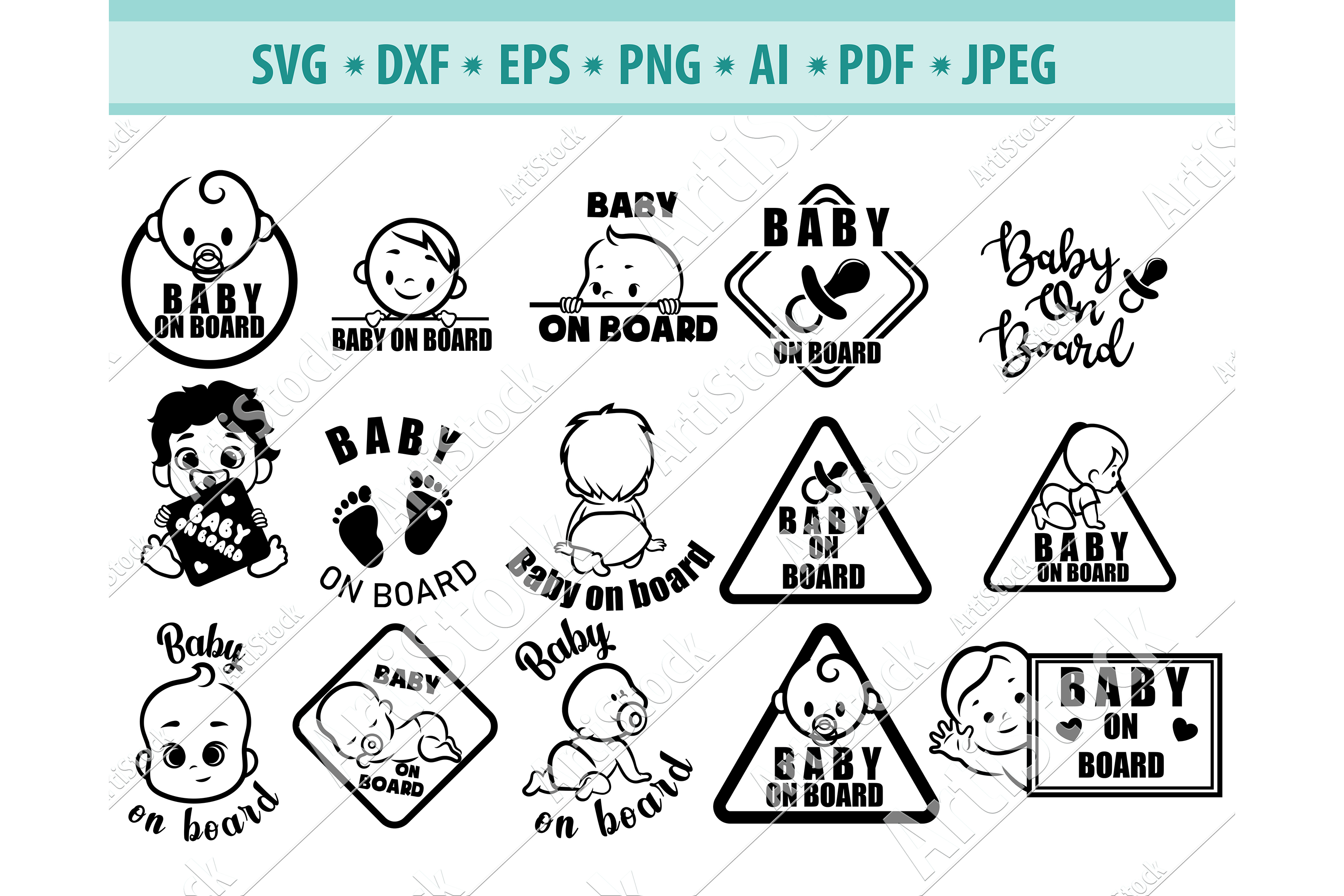 Baby On Board SVG, Pregnancy Svg, Cute Baby Png, Dxf, Eps (523159