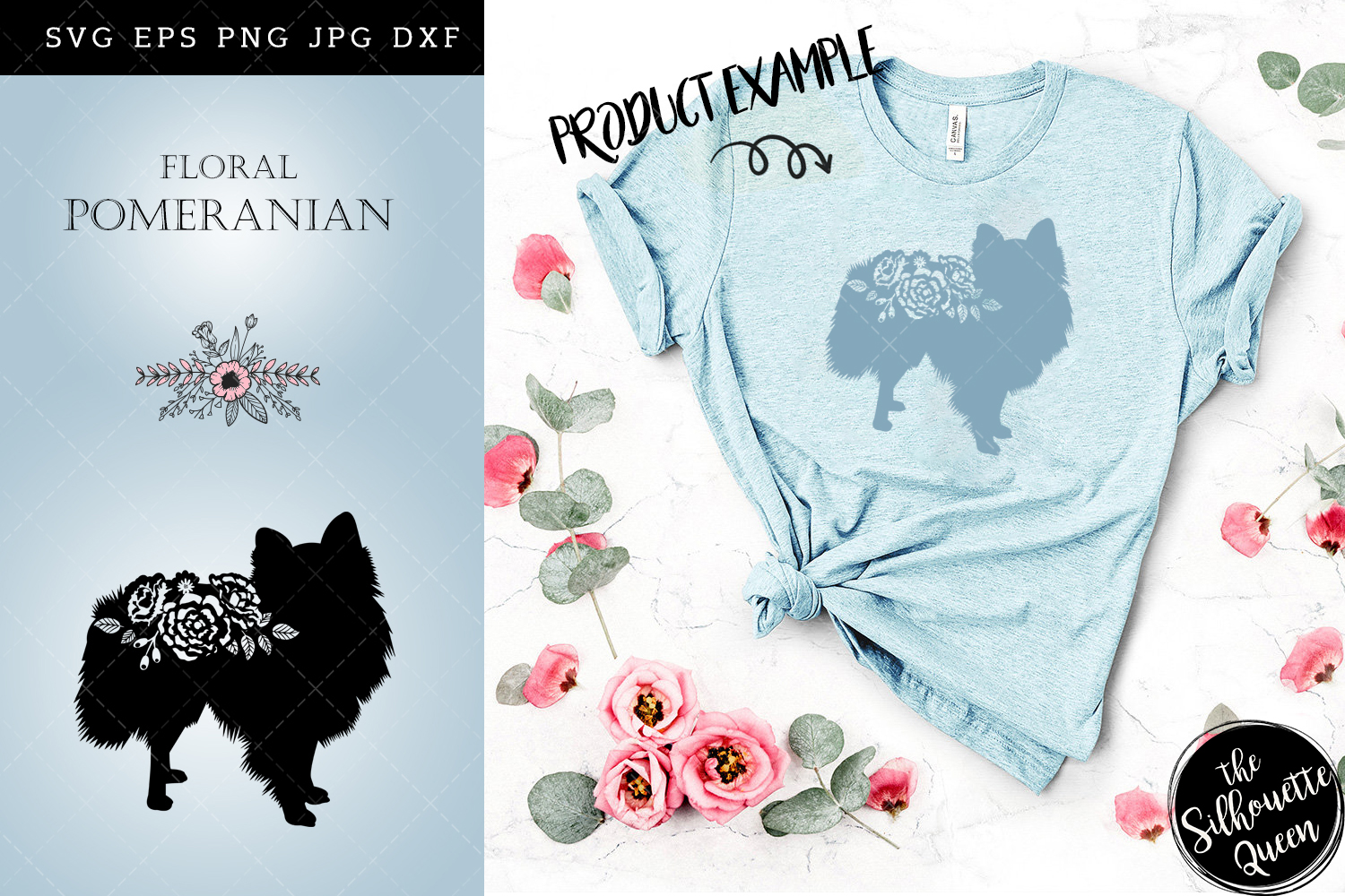 Download Floral Pomeranian Dog svg file for cricut, for silhouette ...