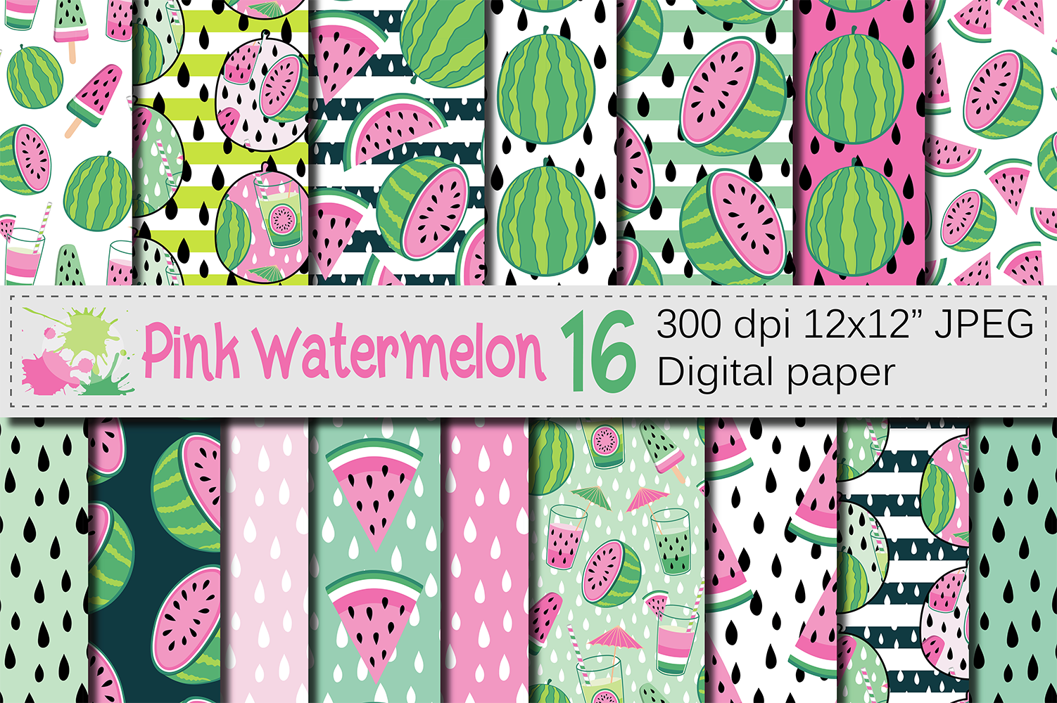 Download Pink watermelon digital papers / Summer seamless patterns ...