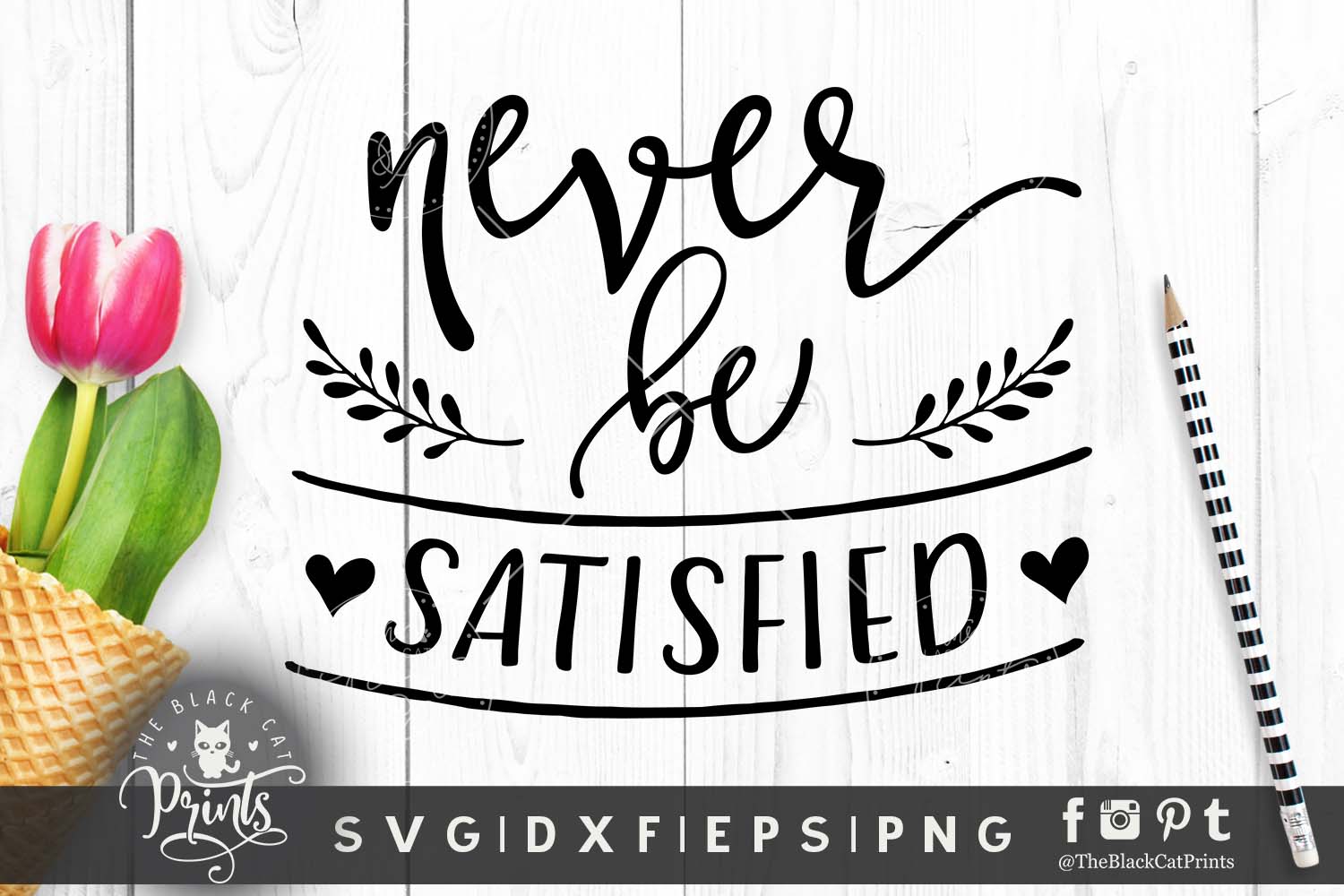 Never be satisfied SVG DXF PNG EPS