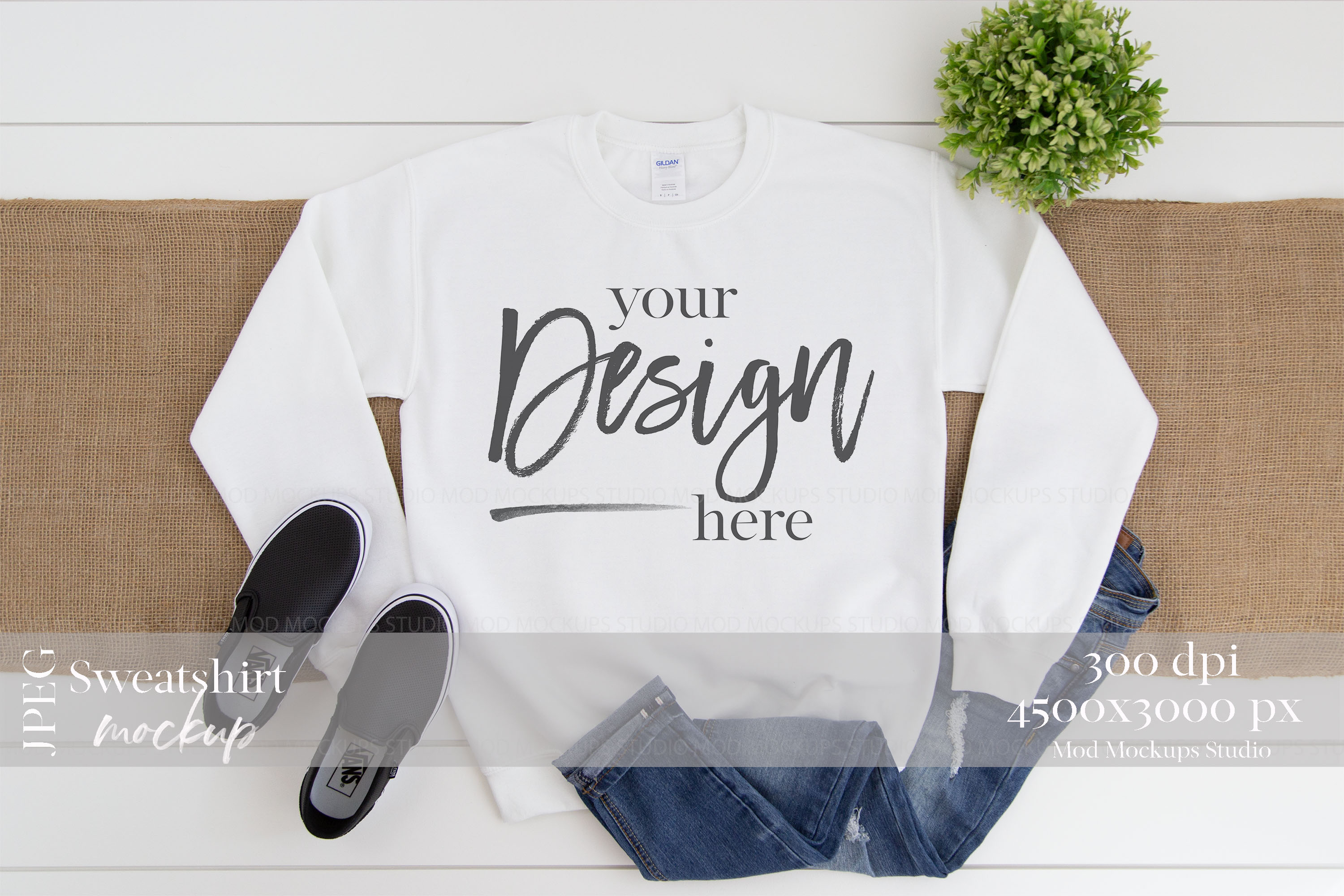 Download Gildan 18000 Mockup | Sweatshirt Mockup WHITE (315416) | Mock Ups | Design Bundles