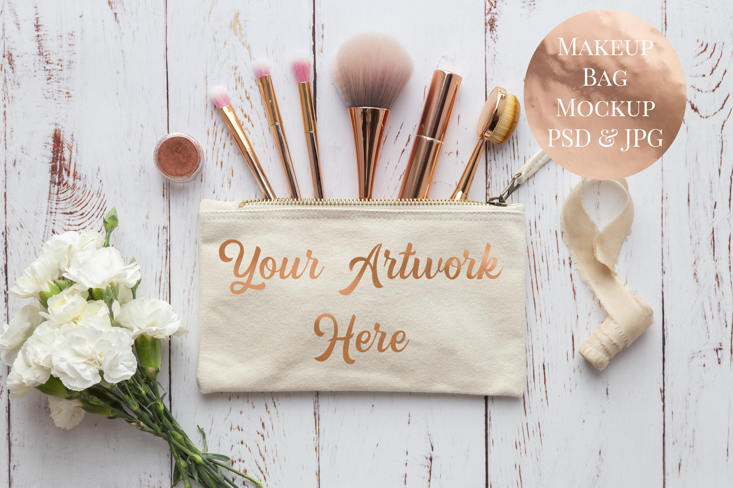 Download Make-up Bag Mockup- Rose gold