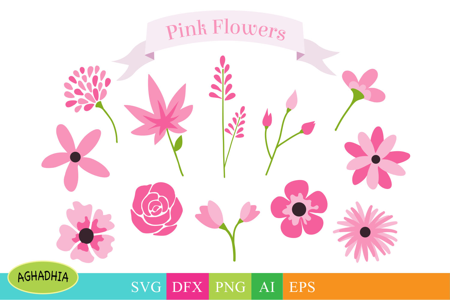 Flowers SVG, Flower Bundle, Floral Element SVG.