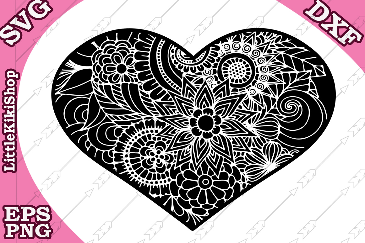 Heart Svg Mandala Heart Svg,Zentangle Heart Svg,Heart Cut